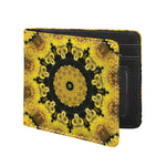 Yellow Flower Kaleidoscope Print Bifold Wallet