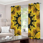 Yellow Flower Kaleidoscope Print Blackout Grommet Curtains