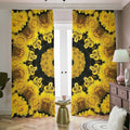 Yellow Flower Kaleidoscope Print Dimout Pencil Pleat Curtains