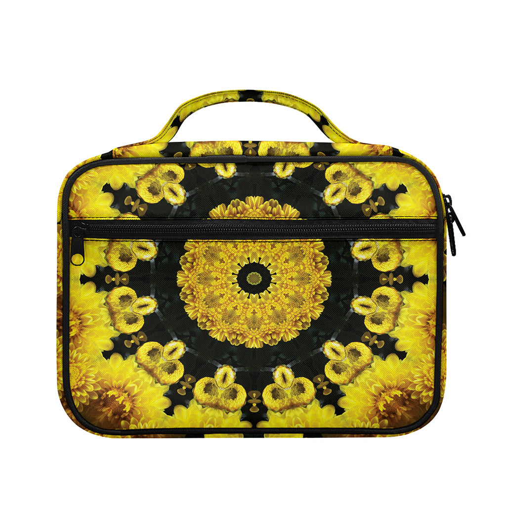 Yellow Flower Kaleidoscope Print Briefcase Bible Bag