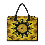 Yellow Flower Kaleidoscope Print Canvas Tote Bag