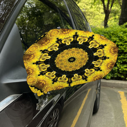 Yellow Flower Kaleidoscope Print Car Side Mirror Covers