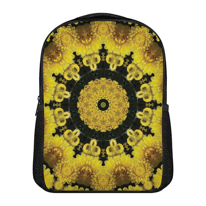 Yellow Flower Kaleidoscope Print Casual Backpack
