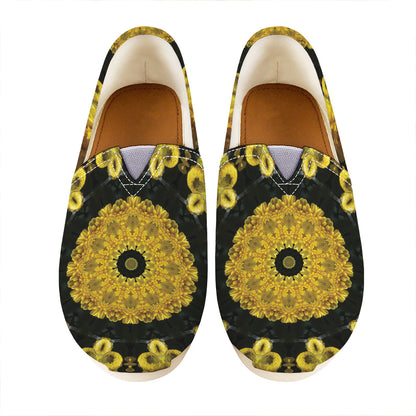 Yellow Flower Kaleidoscope Print Casual Shoes