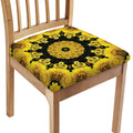 Yellow Flower Kaleidoscope Print Chair Cushion Cover