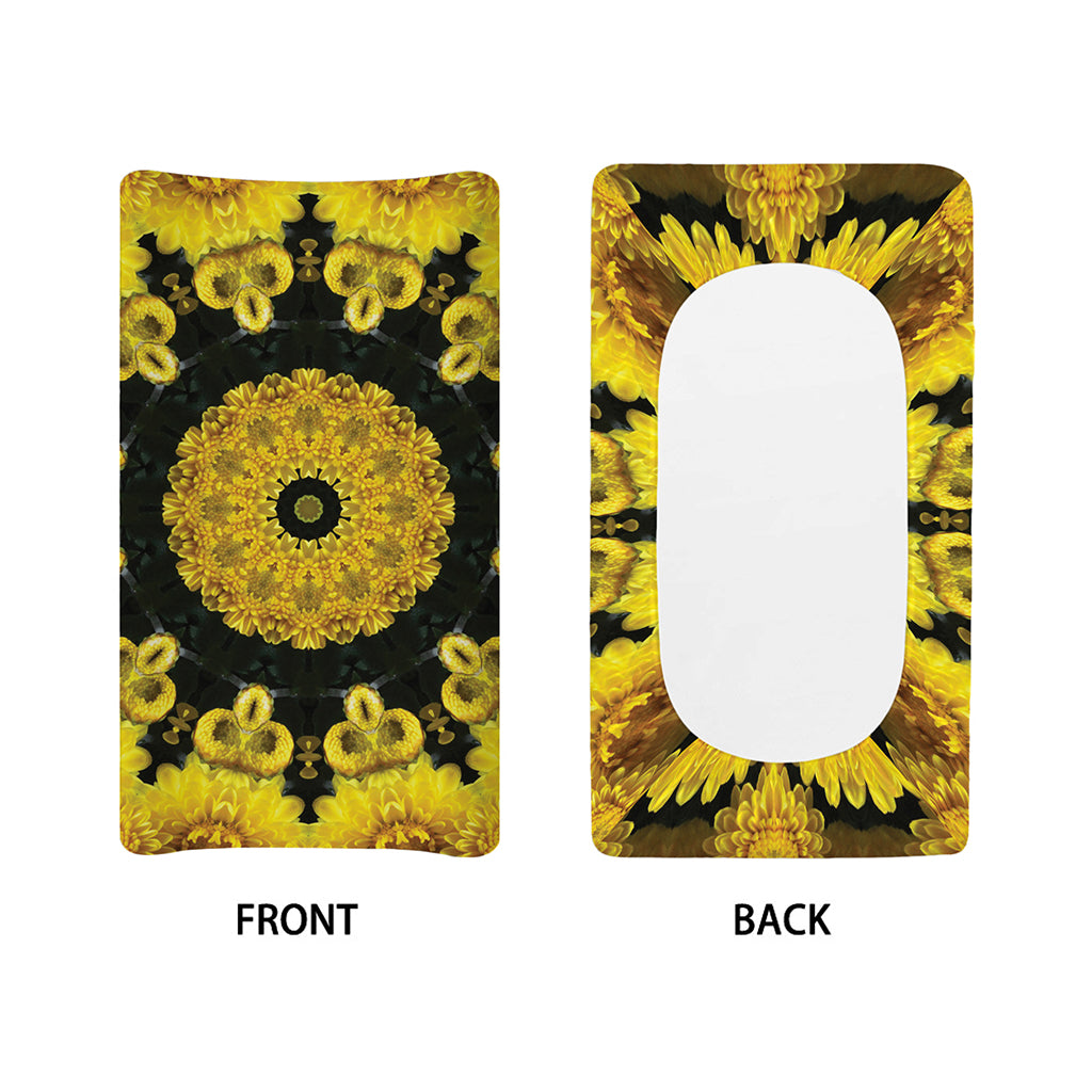 Yellow Flower Kaleidoscope Print Changing Pad Cover