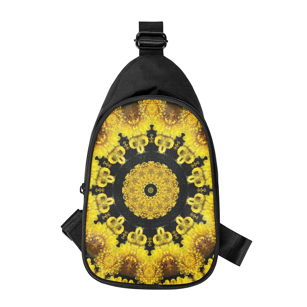 Yellow Flower Kaleidoscope Print Chest Bag