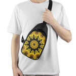 Yellow Flower Kaleidoscope Print Chest Bag