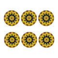 Yellow Flower Kaleidoscope Print Coaster Set