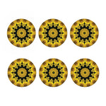 Yellow Flower Kaleidoscope Print Coaster Set
