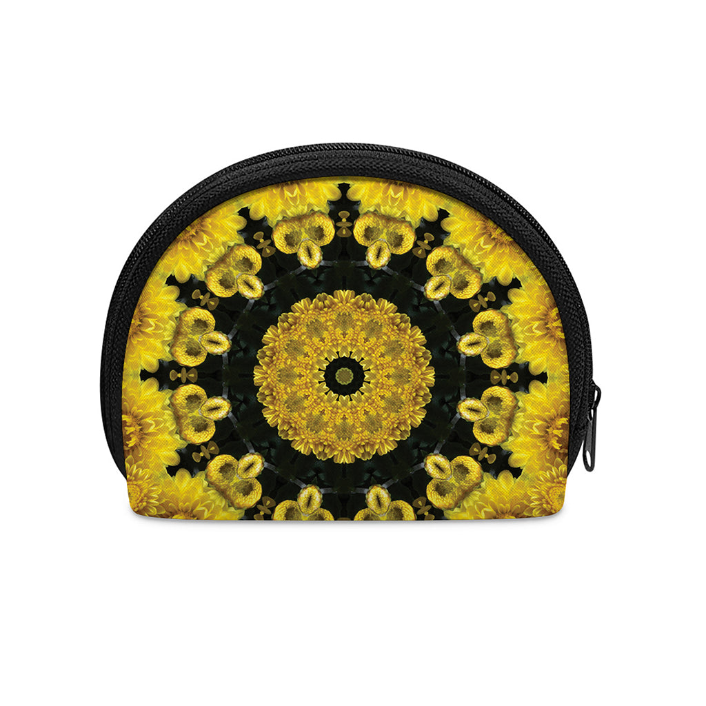 Yellow Flower Kaleidoscope Print Coin Purse