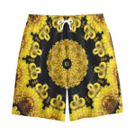 Yellow Flower Kaleidoscope Print Cotton Shorts