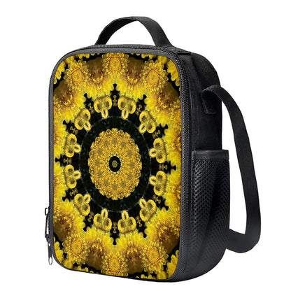 Yellow Flower Kaleidoscope Print Crossbody Lunch Bag
