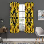 Yellow Flower Kaleidoscope Print Curtain