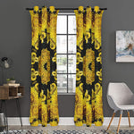 Yellow Flower Kaleidoscope Print Curtain