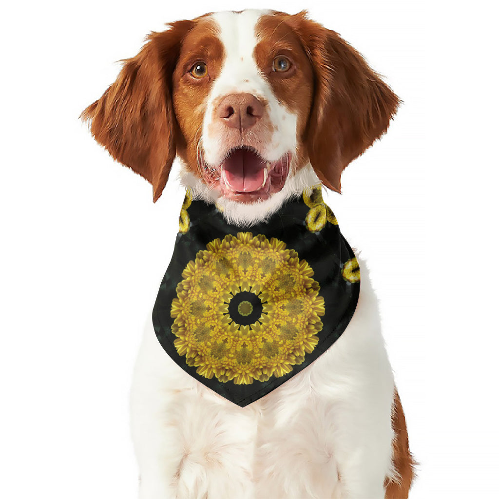 Yellow Flower Kaleidoscope Print Dog Bandana