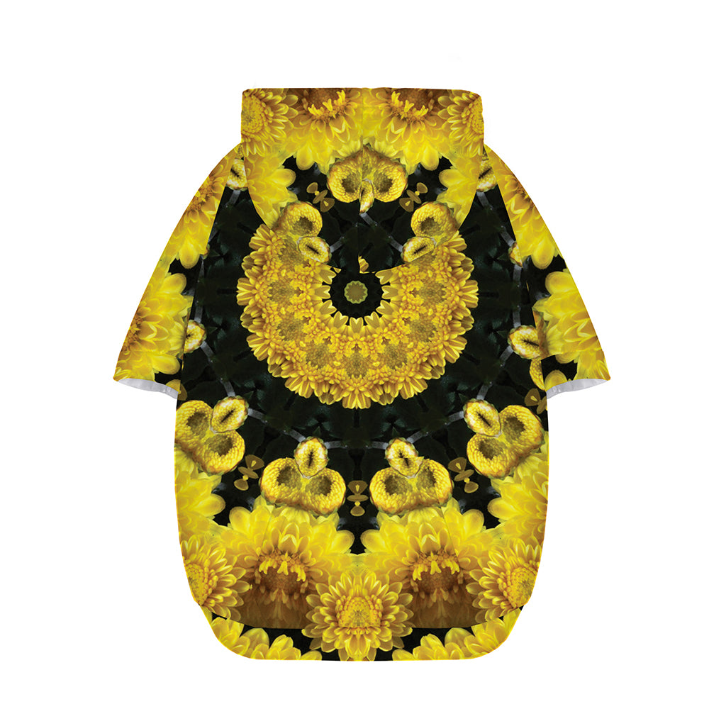 Yellow Flower Kaleidoscope Print Dog Zip Up Hoodie