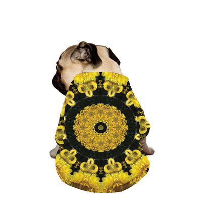 Yellow Flower Kaleidoscope Print Dog Zip Up Jacket