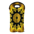 Yellow Flower Kaleidoscope Print Double Neoprene Wine Tote