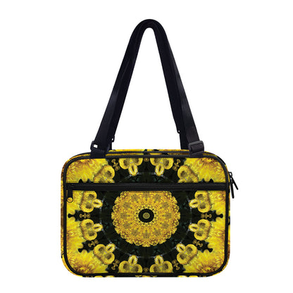 Yellow Flower Kaleidoscope Print Double Strap Bible Bag