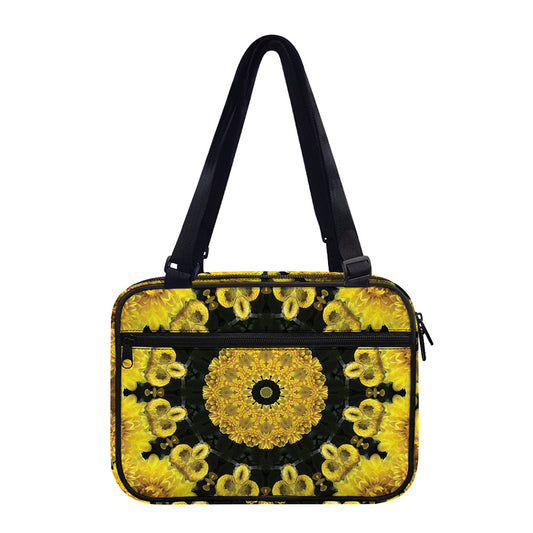Yellow Flower Kaleidoscope Print Double Strap Bible Bag