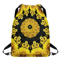 Yellow Flower Kaleidoscope Print Drawstring Backpack