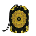Yellow Flower Kaleidoscope Print Drawstring Makeup Bag