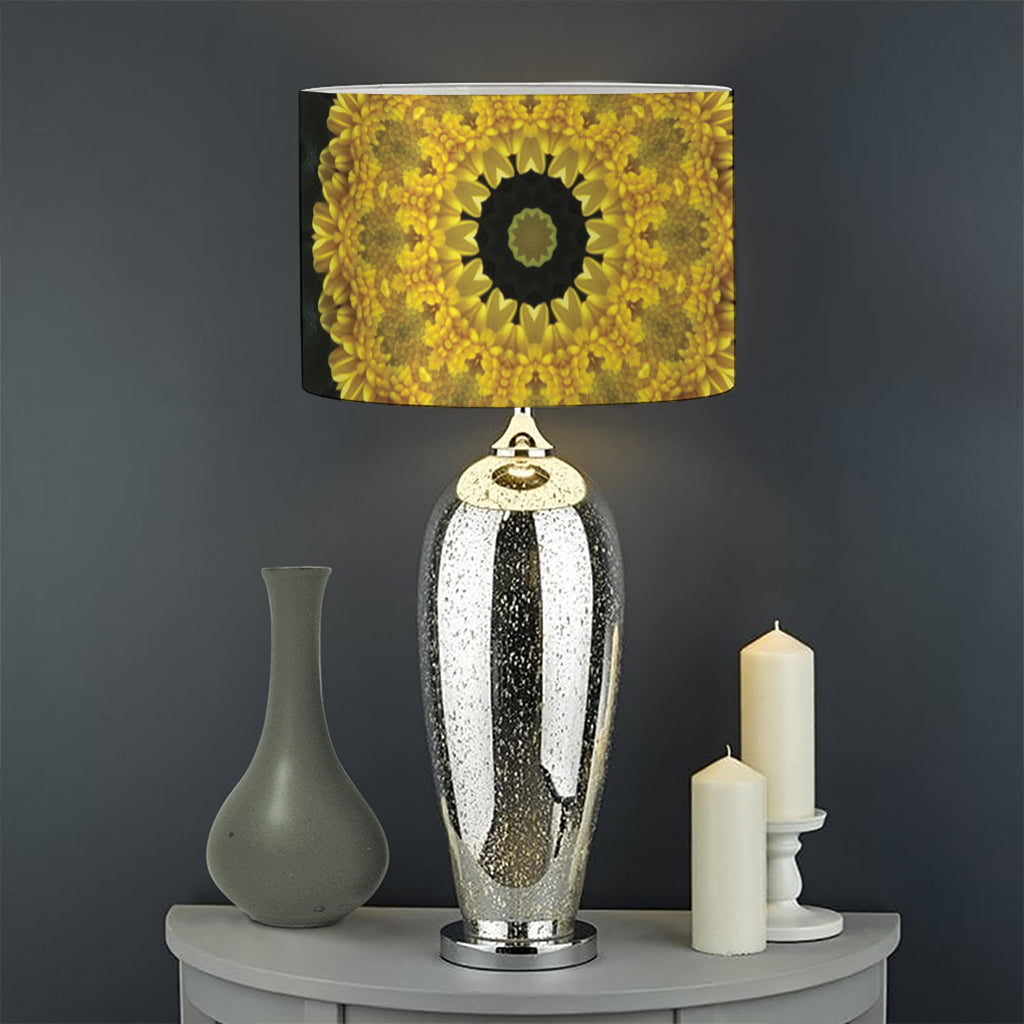 Yellow Flower Kaleidoscope Print Drum Lamp Shade