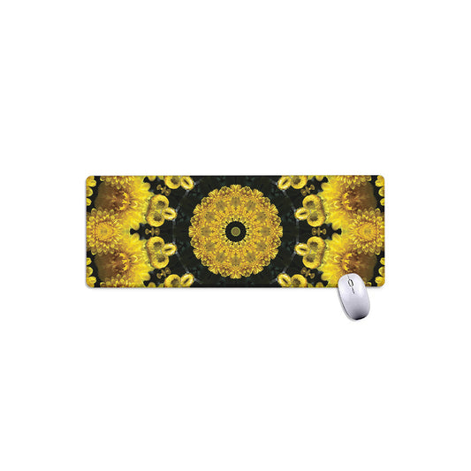 Yellow Flower Kaleidoscope Print Extended Mouse Pad