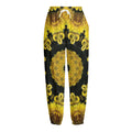 Yellow Flower Kaleidoscope Print Fleece Lined Knit Pants