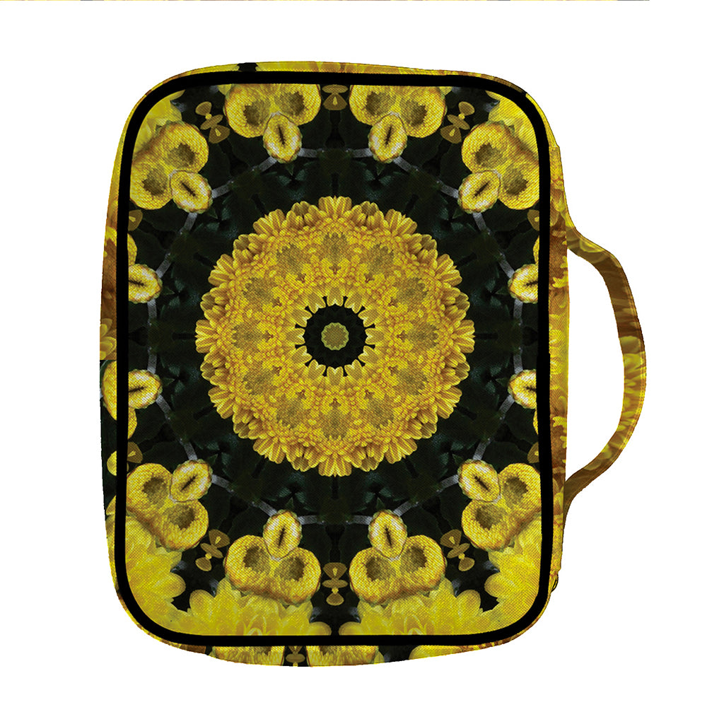 Yellow Flower Kaleidoscope Print Front Pocket Bible Bag