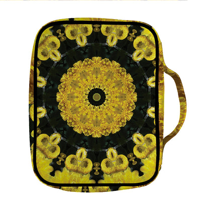 Yellow Flower Kaleidoscope Print Front Pocket Bible Bag