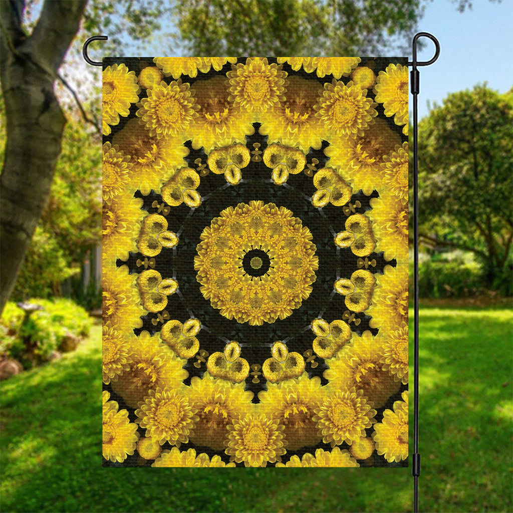 Yellow Flower Kaleidoscope Print Garden Flag