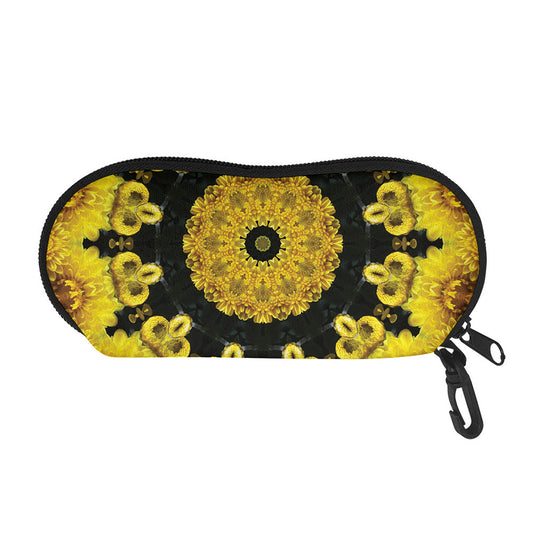 Yellow Flower Kaleidoscope Print Glasses Case