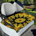 Yellow Flower Kaleidoscope Print Golf Cart Seat Cover