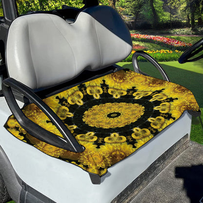 Yellow Flower Kaleidoscope Print Golf Cart Seat Cover
