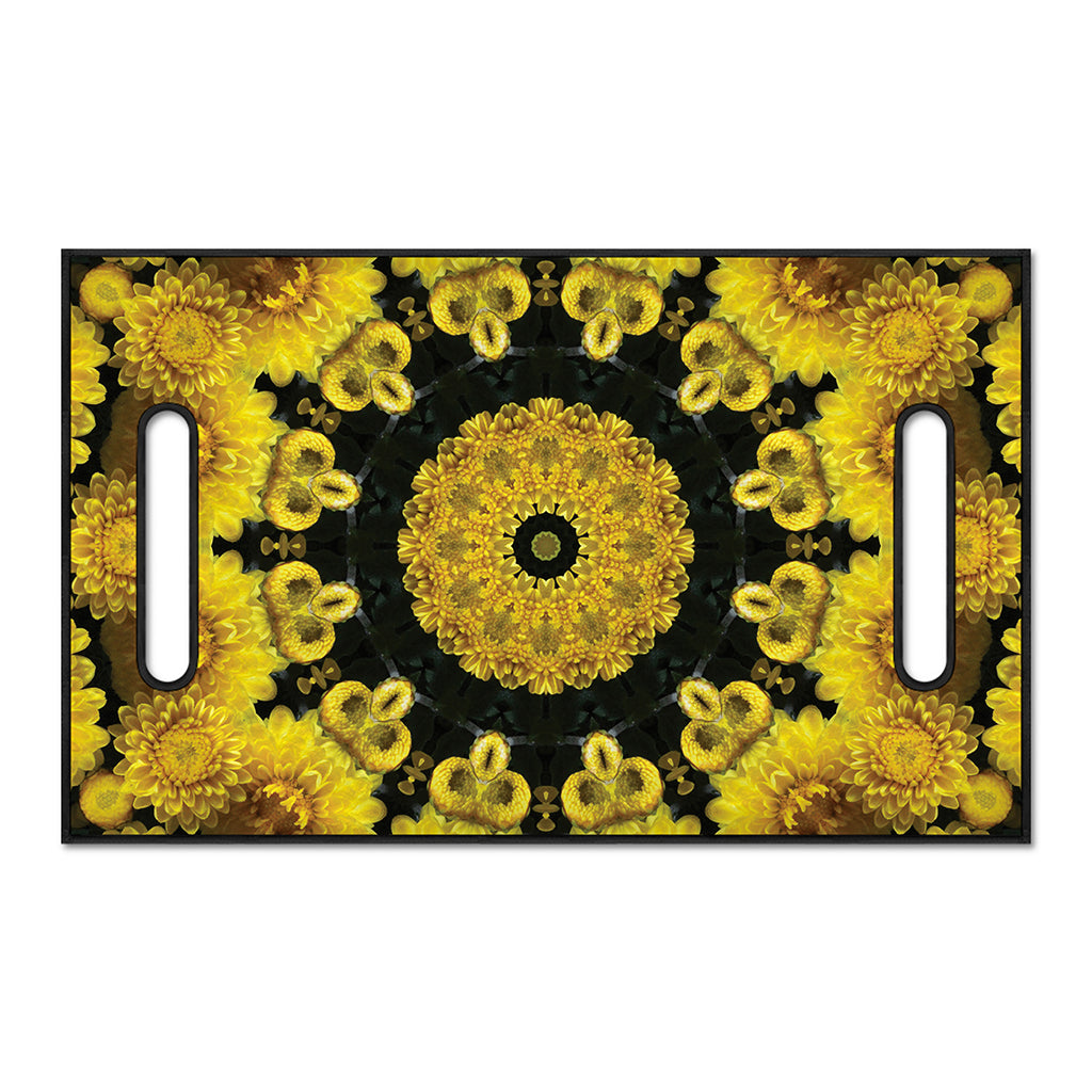 Yellow Flower Kaleidoscope Print Golf Cart Seat Cover
