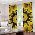 Yellow Flower Kaleidoscope Print Grommet Curtains
