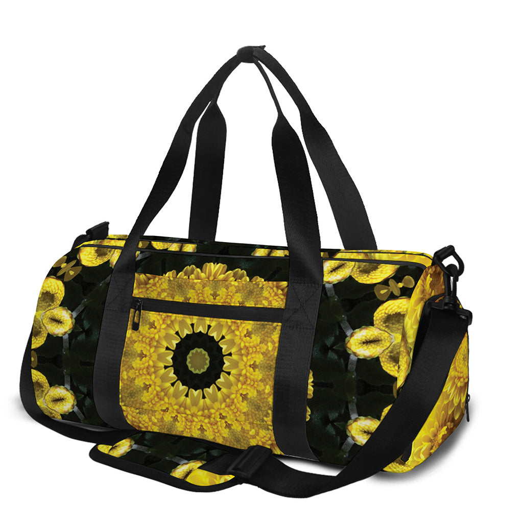 Yellow Flower Kaleidoscope Print Gym Bag