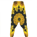 Yellow Flower Kaleidoscope Print Hammer Pants