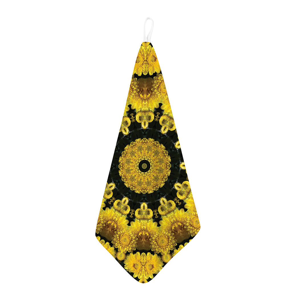 Yellow Flower Kaleidoscope Print Hand Towel