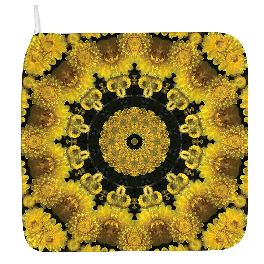 Yellow Flower Kaleidoscope Print Hand Towel