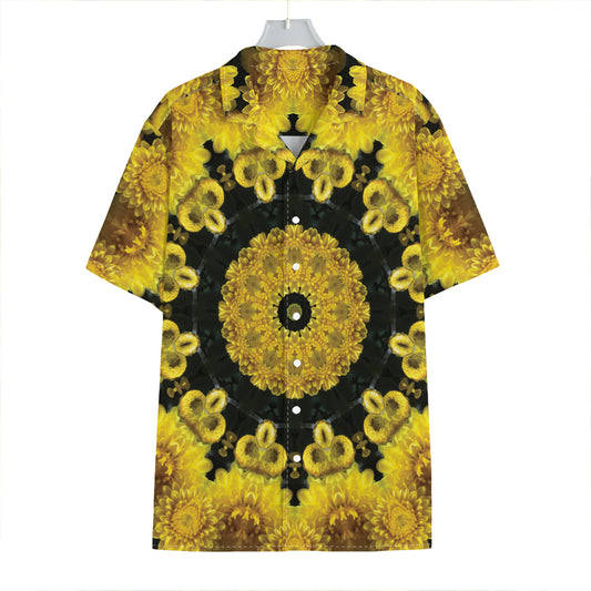 Yellow Flower Kaleidoscope Print Hawaiian Shirt