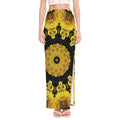 Yellow Flower Kaleidoscope Print High Slit Maxi Skirt