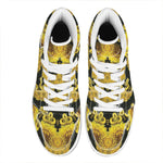 Yellow Flower Kaleidoscope Print High Top Leather Sneakers