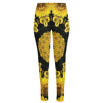 Yellow Flower Kaleidoscope Print High-Waisted Pocket Leggings