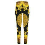 Yellow Flower Kaleidoscope Print High-Waisted Pocket Leggings