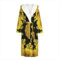 Yellow Flower Kaleidoscope Print Hooded Bathrobe