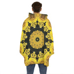 Yellow Flower Kaleidoscope Print Hoodie Blanket