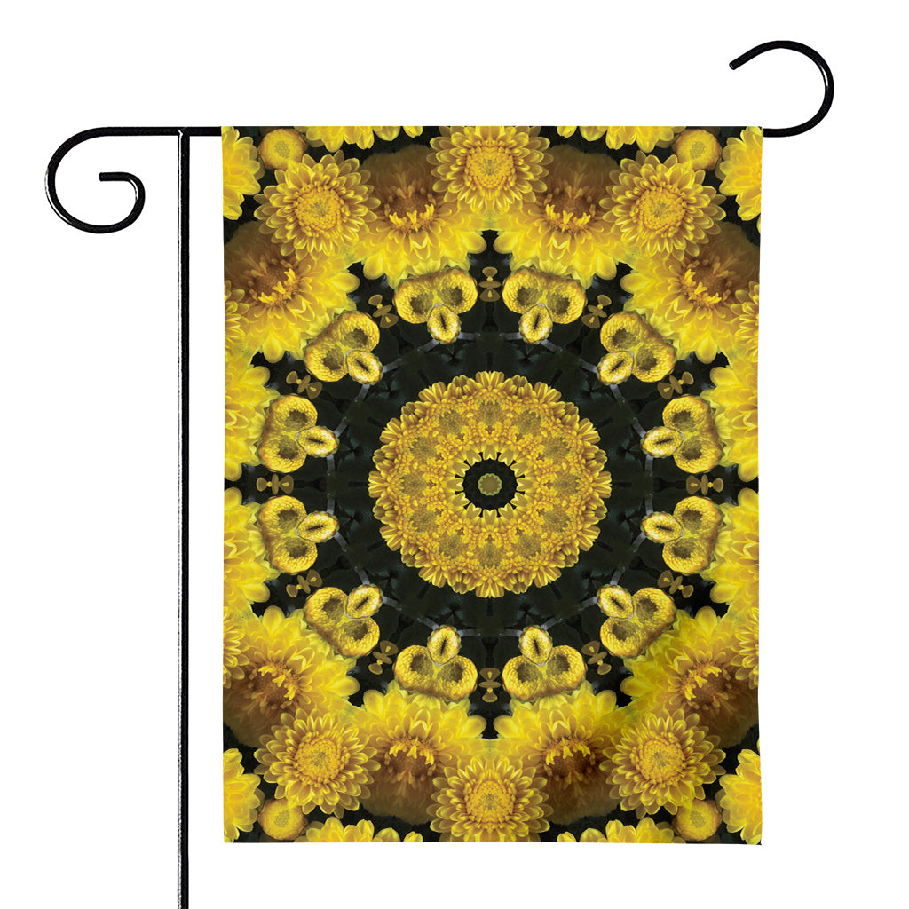 Yellow Flower Kaleidoscope Print House Flag